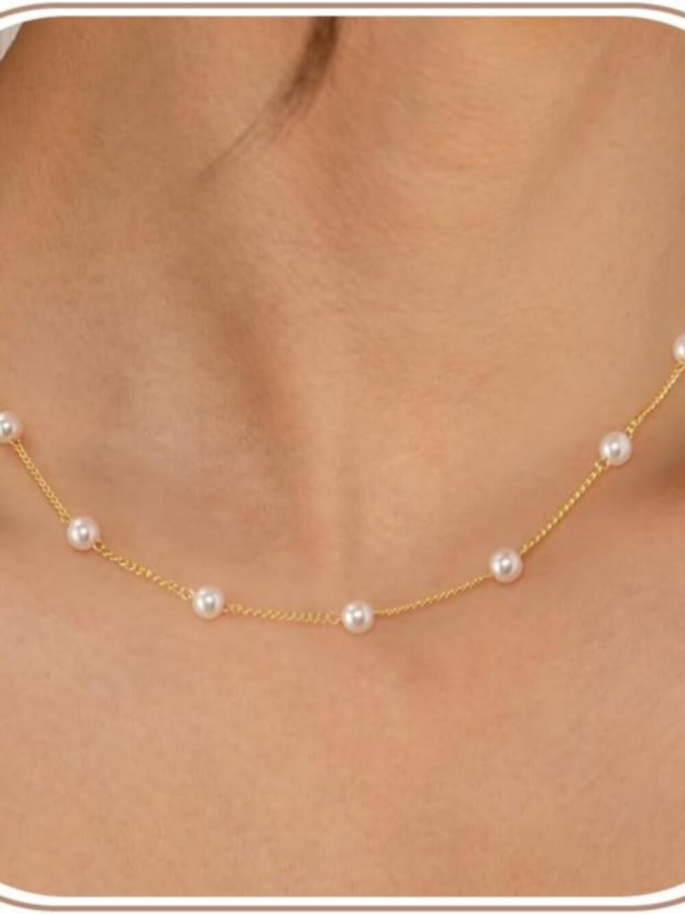 Pearl Necklaces for Women 14K Gold Plated Wedding Choker Necklace
